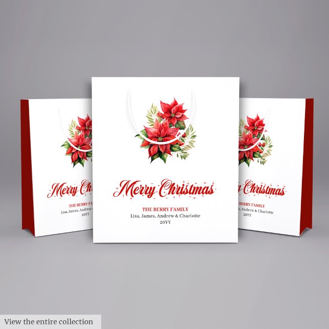 Elegant Christmas Bouquet Script Font Gift Bag (Elegant Christmas Bouquet Script Font Gift Bag

)