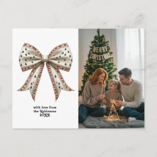Elegant Christmas Bow Christmas Holiday Postcard