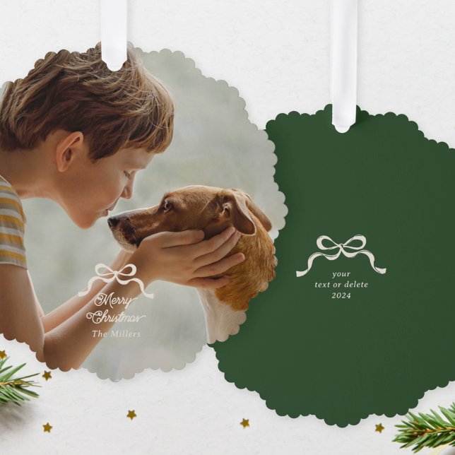 Elegant Christmas Bows Photo Ornament (Creator Uploaded)