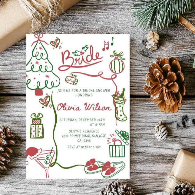 Elegant Christmas Bridal Shower Party Invitation (Creator Uploaded)