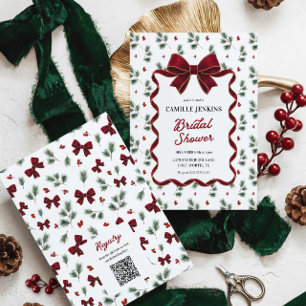 Elegant Christmas Bridal Shower QR Code Invitation