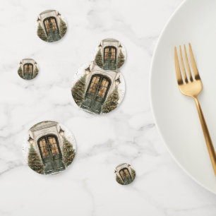 Elegant Christmas Brownstone Door Confetti