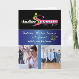 Elegant Christmas Business 3 Photo Name and Logo Card