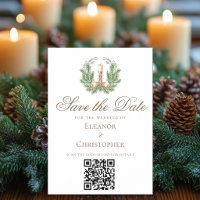 Elegant Christmas Candle QR Code Save the Date