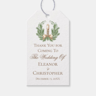 Elegant Christmas Candle Wreath Wedding Custom Gift Tags
