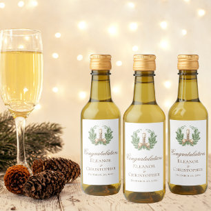 Elegant Christmas Candle Wreath Wedding Mini Wine Label