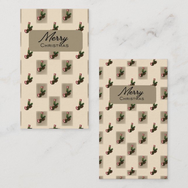 Elegant Christmas Candy Cane Monogram J Wrapping P Card (Front/Back)