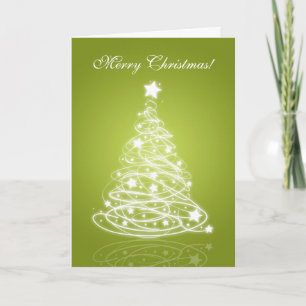 Elegant Christmas Cards Modern Tree Green