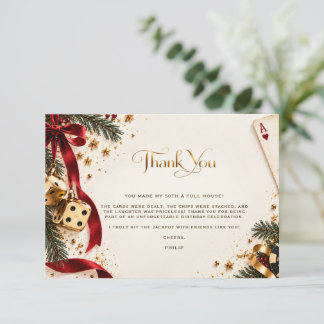 Elegant Christmas Casino Vegas Poker Party Thank You Card
