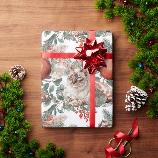 Elegant Christmas Cat Wrapping Paper (Holiday Gift)