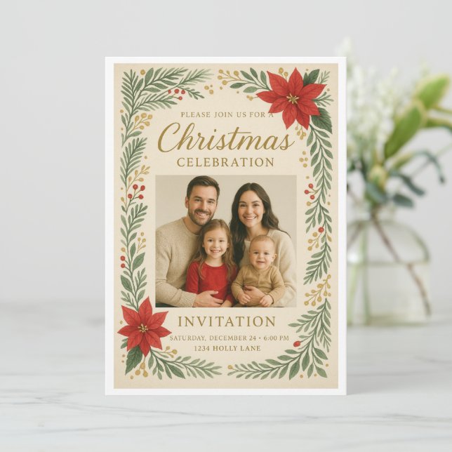 Elegant Christmas celebration Invitation  (Standing Front)