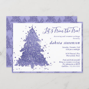Elegant Christmas   Charming Purple Tree Trimming Holiday Card