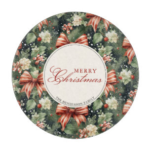 Elegant Christmas Cheer Personalised Cutting Board