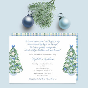 Elegant Christmas Chinoiserie Poem Boy Baby Shower Invitation