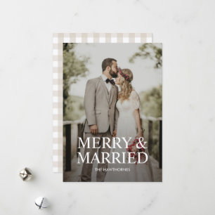 Elegant Christmas Classic Merry and Married Photo Holiday Card