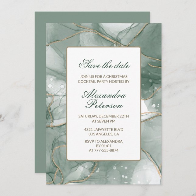 Elegant Christmas Cocktail Party Save the date Invitation (Front/Back)