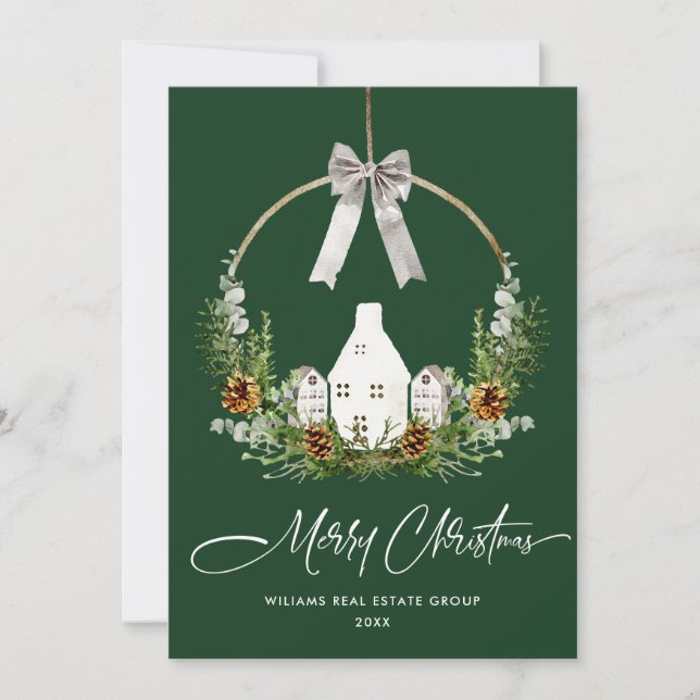 Elegant Christmas Composition Corporate Greeting Holiday Card (Front)