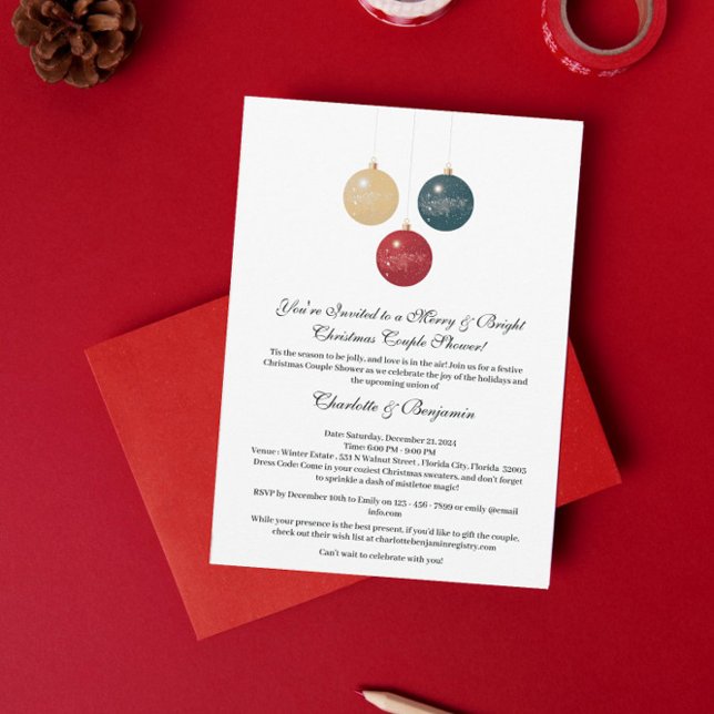 Elegant Christmas Couples Shower  Invitation (Creator Uploaded)
