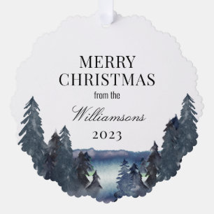 Elegant Christmas Custom Photo Watercolor Tree Decoration Card