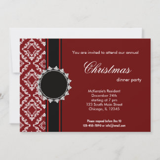 Elegant Christmas Damask Invitation