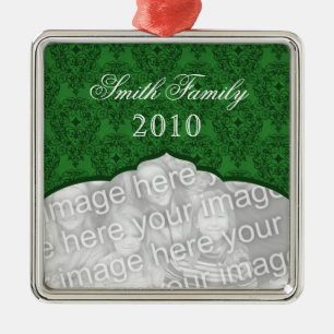 Elegant Christmas Damask Premium Square Ornament
