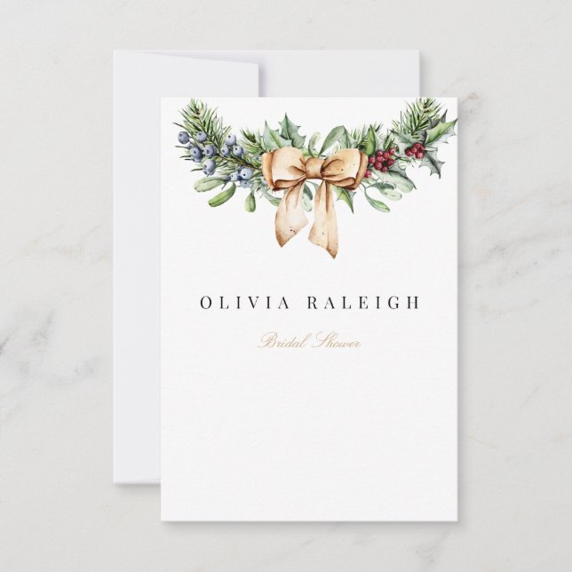 Elegant Christmas Decor Bridal Shower Invitation (Front)