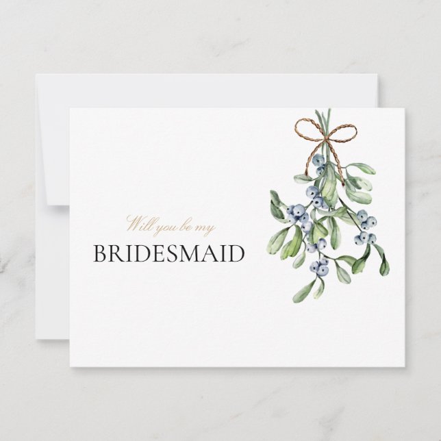 Elegant Christmas Decor Bridesmaid Proposal Card  (Front)