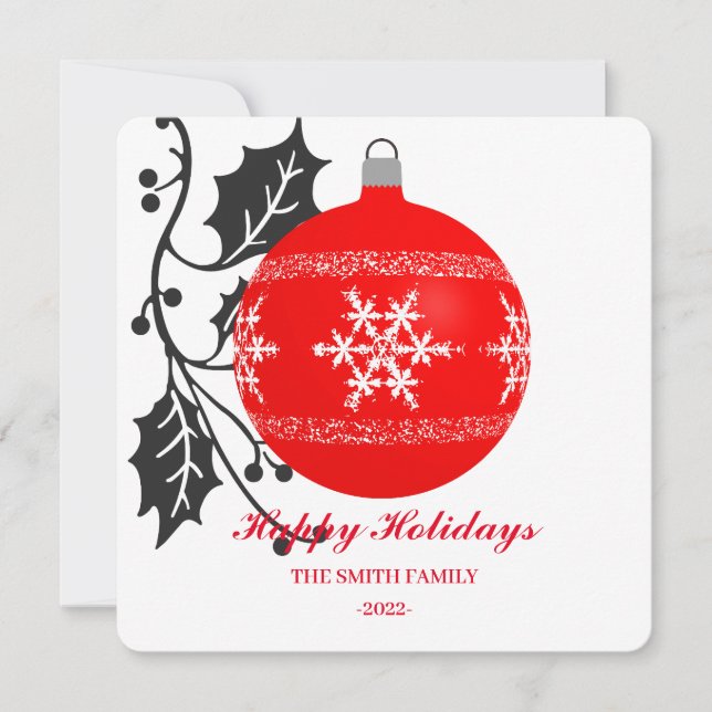 Elegant Christmas Decoration Holiday Card (Front)