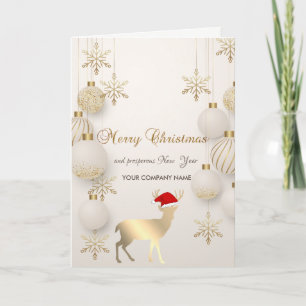 Elegant,Christmas Deer,Balls Holiday Card