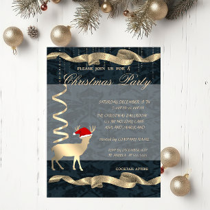 Elegant Christmas Deer Santa Hat,Christmas Party Invitation