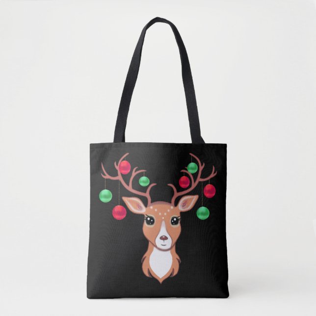 Elegant Christmas Deer Tote Bag (Front)