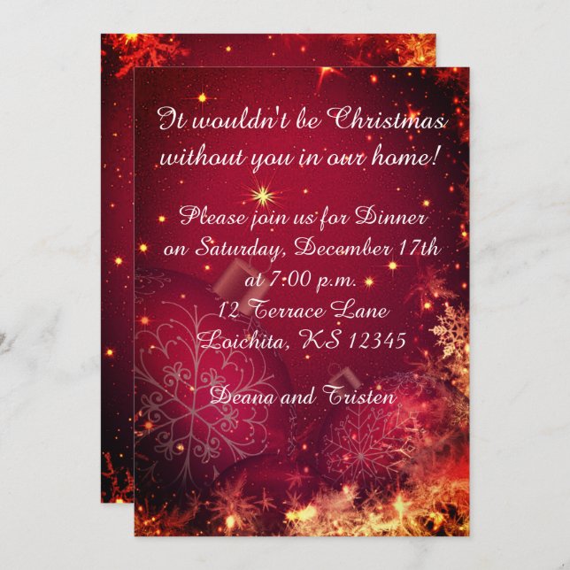 Elegant Christmas Dinner Invitation (Front/Back)