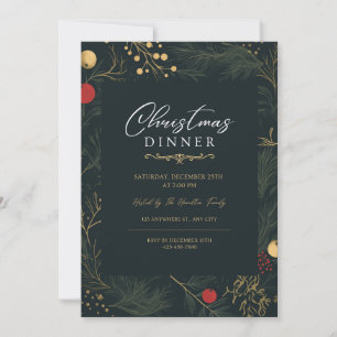 Elegant Christmas Dinner Invitation Celebrate 