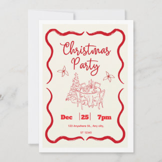 Elegant Christmas Dinner Invitation  Gold & Green 