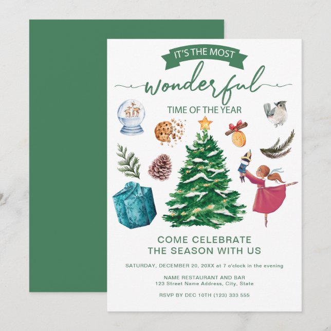 Elegant Christmas elements Party Invitation (Front/Back)