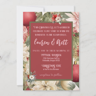 Elegant Christmas Eve Romantic Photo Wedding Invitation