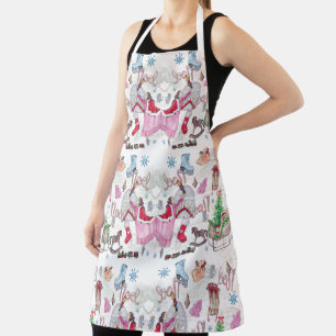 Elegant Christmas Fairy Tale Hand painted Apron