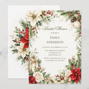 Elegant Christmas Floral Bridal Shower Invitation