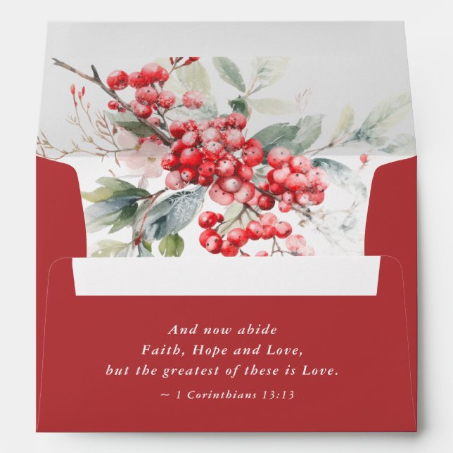 Elegant Christmas Floral Christian Wedding Red Envelope (Back (Bottom))
