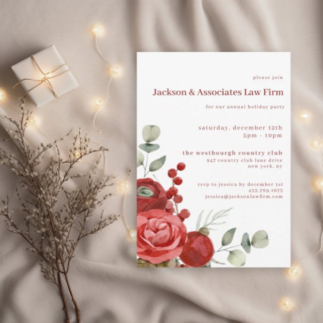 Elegant Christmas Floral | Corporate Holiday Party Invitation (Creator Uploaded)