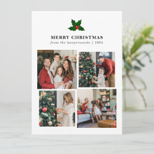  Elegant Christmas Floral Family Photo Collage Holiday Card
