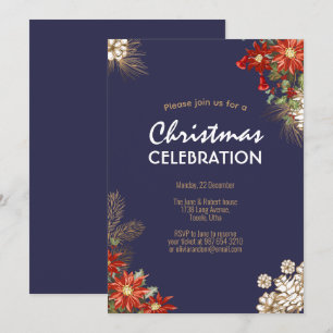 elegant christmas floral party celebration holiday card