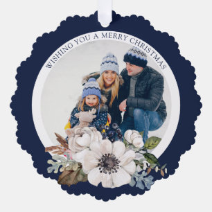 Elegant Christmas floral Photo Paper Ornament Card