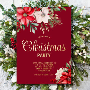 Elegant Christmas Floral Poinsettia Holiday Party