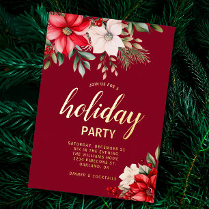 Elegant Christmas Floral Poinsettia Holiday Party