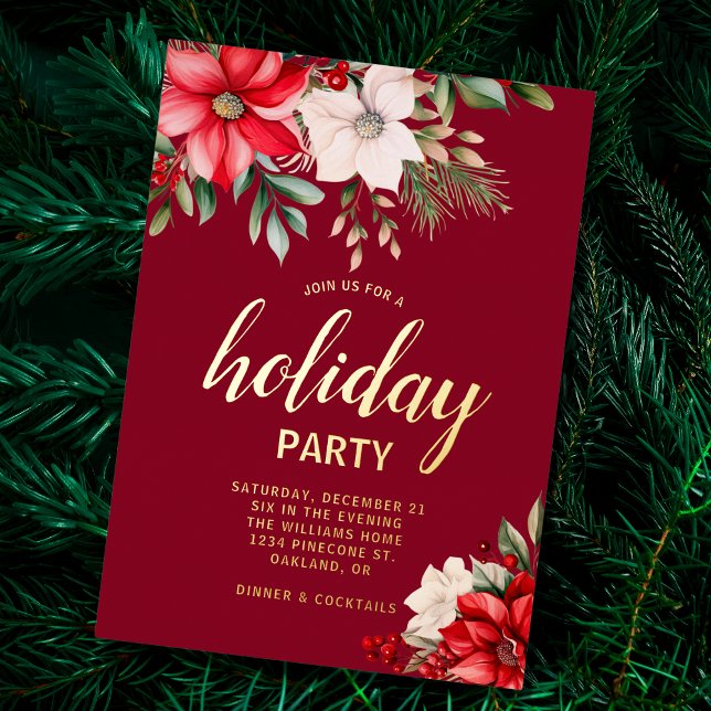 Elegant Christmas Floral Poinsettia Holiday Party (Creator Uploaded)