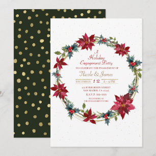 Elegant Christmas Floral Poinsettia Holiday Party Invitation
