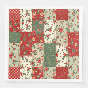Elegant Christmas Floral Quilt Pattern  Napkin