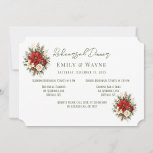 Elegant Christmas Floral Rehearsal Dinner Invitation