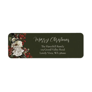 Elegant Christmas Floral Return Address